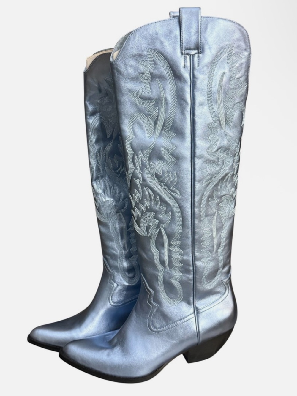 Jeffrey Campbell Silver Western Knee-High Boots